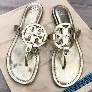 Metallic Gold Tory Burch Miller Sandals